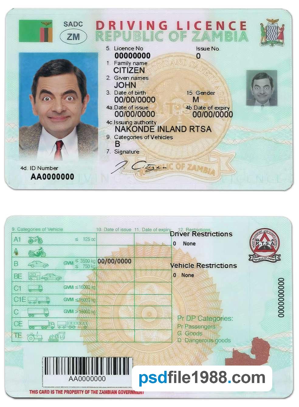 Zambia Driving License